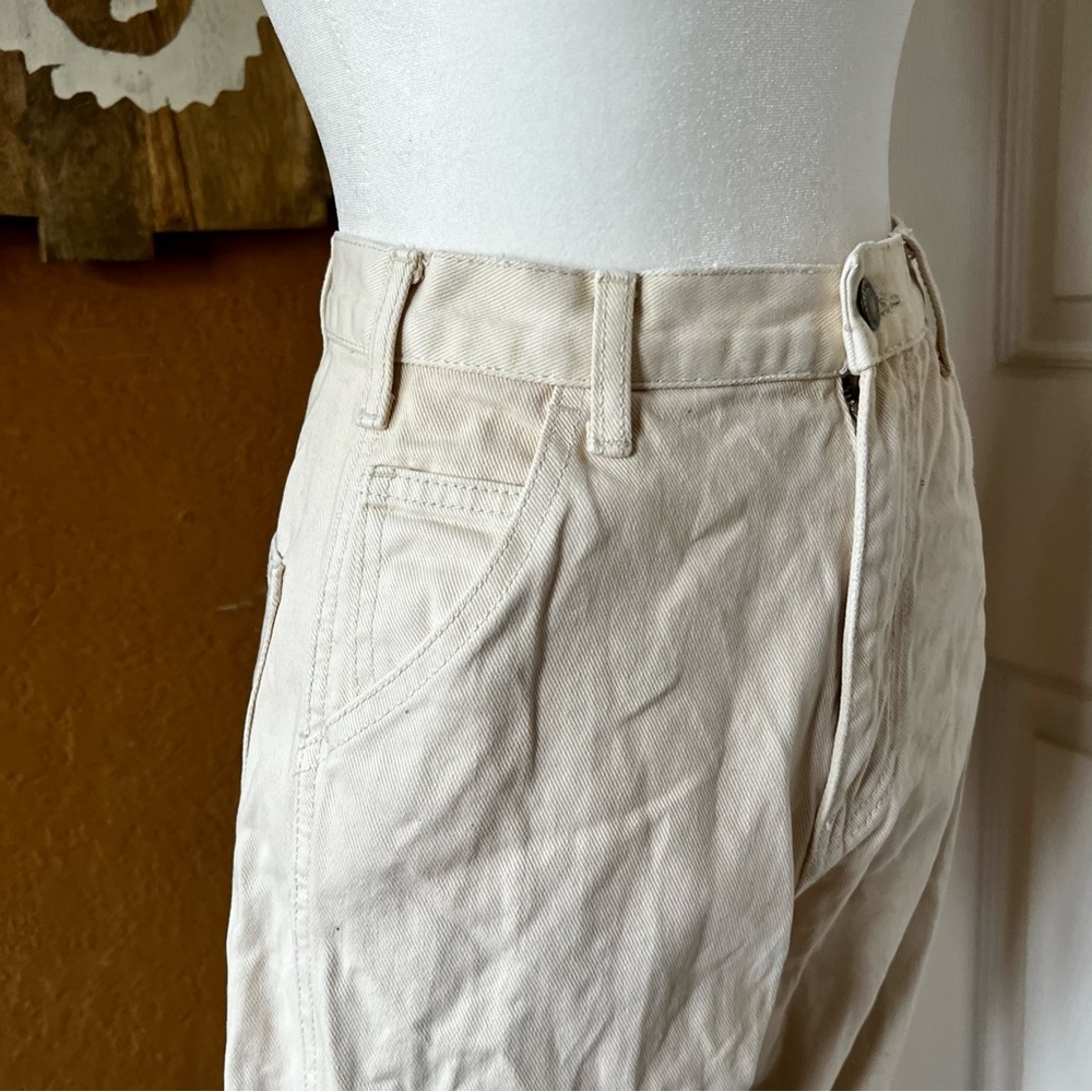 Brandy Melville Small Milla Cargo Carpenter Pants Beige Tan Cream - Picture 4 of 8